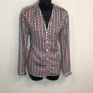 𝅺Gap Heart Blouse V Neck Button Down Long Sleeve Satin Small